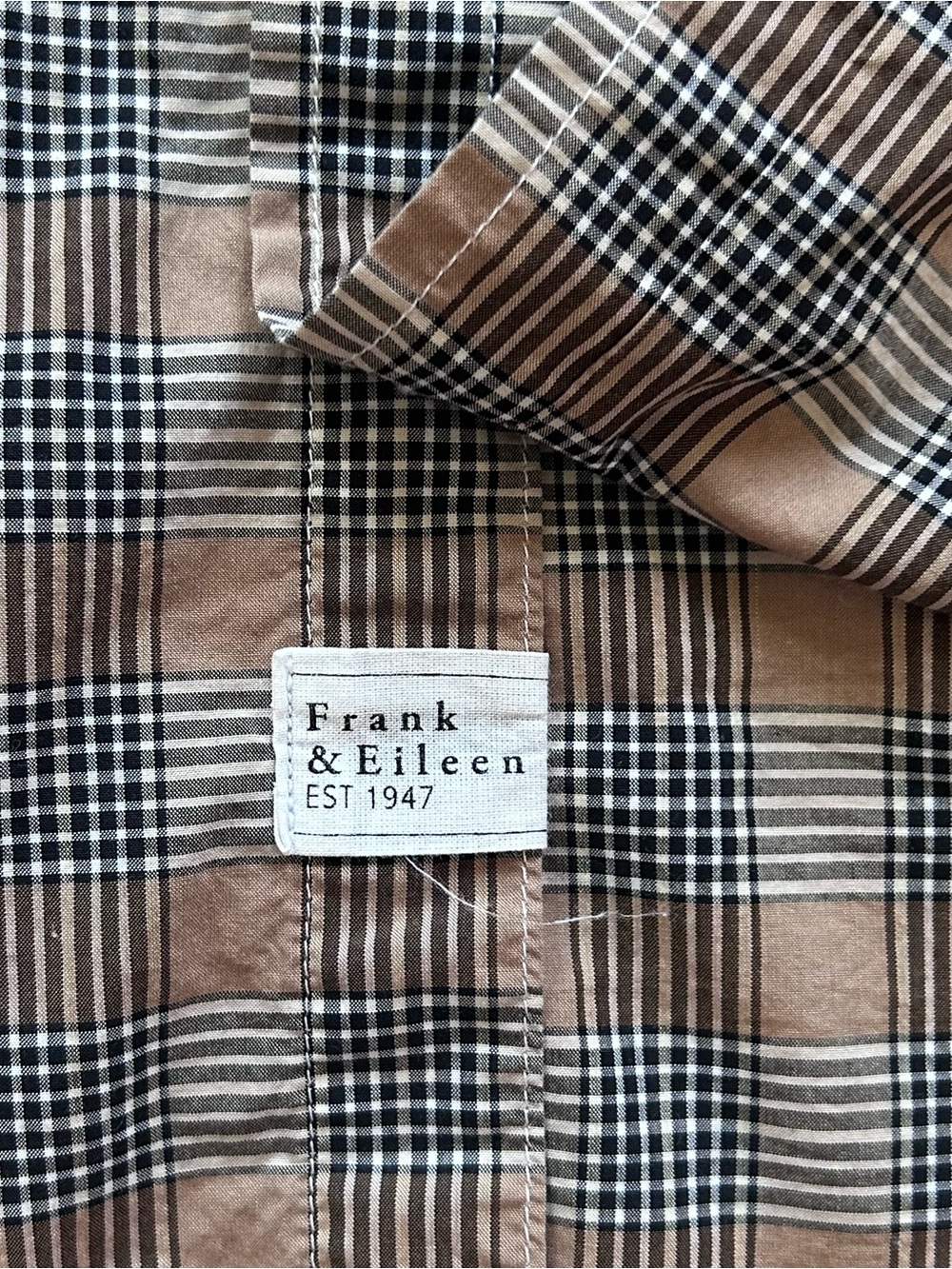 Frank & Eileen Joedy Oversized Plaid Button Down Shirt Size S Brown Cotton - Picture 7 of 11